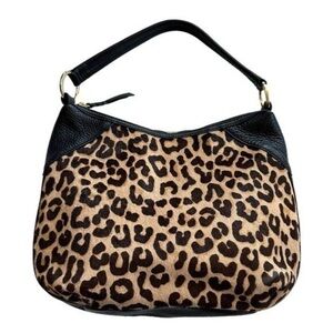 Margot Leopard Print Hobo Bag - Black and Brown